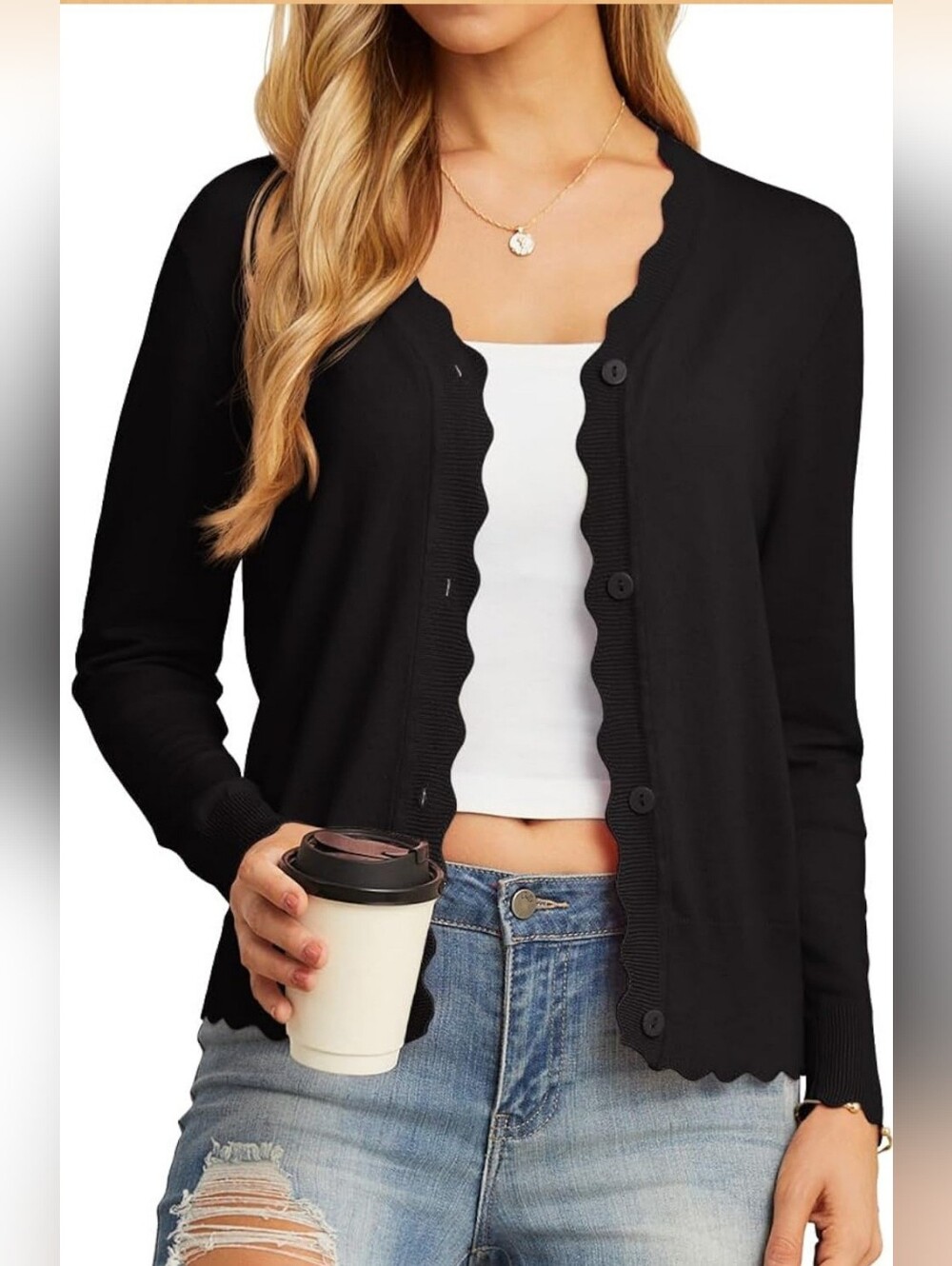 GRECERELLE V-Neck Button Down Cardigan Knit Shrugs Sweater Sz Small